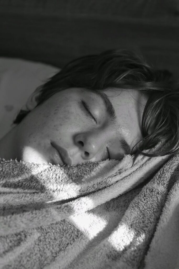 peaceful sleep in soft morning light